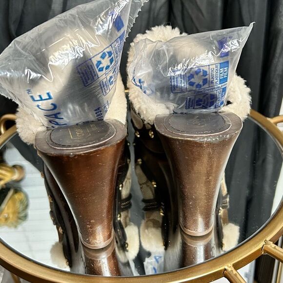 Coach Signature Faux Fur Clogs - Picture 3 of 5